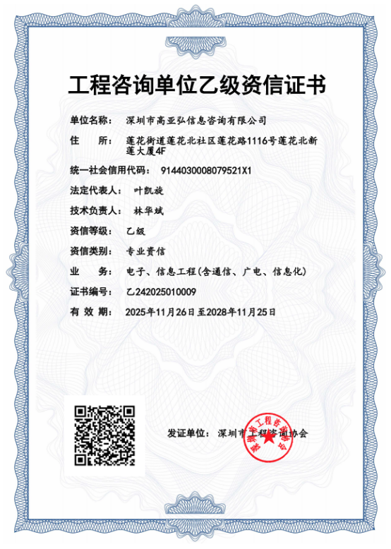 工程咨询单位资信评价证书